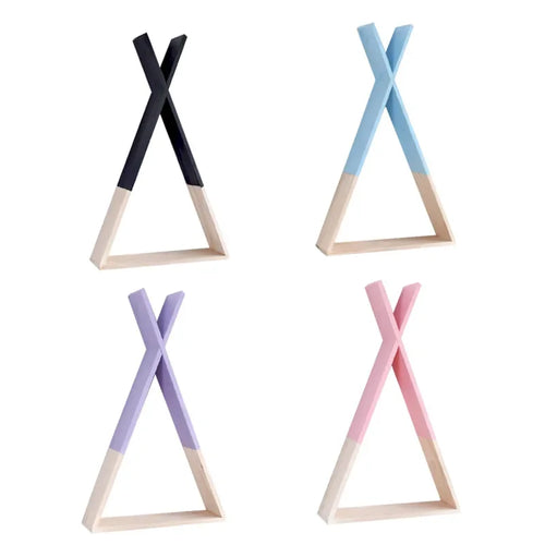 Triangle Wooden Shelf for Wall Decoration, Decorative Crafts, Storage Holder, Living Room, Kids Room - vue 7 sur 10