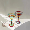 Verre cocktail margarita peint main motif flamant creatif