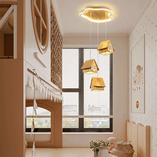 suspension en bois massif design créatif pour chambre d'enfant