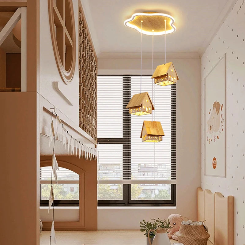 suspension en bois massif design créatif pour chambre d'enfant - vue 4 sur 10