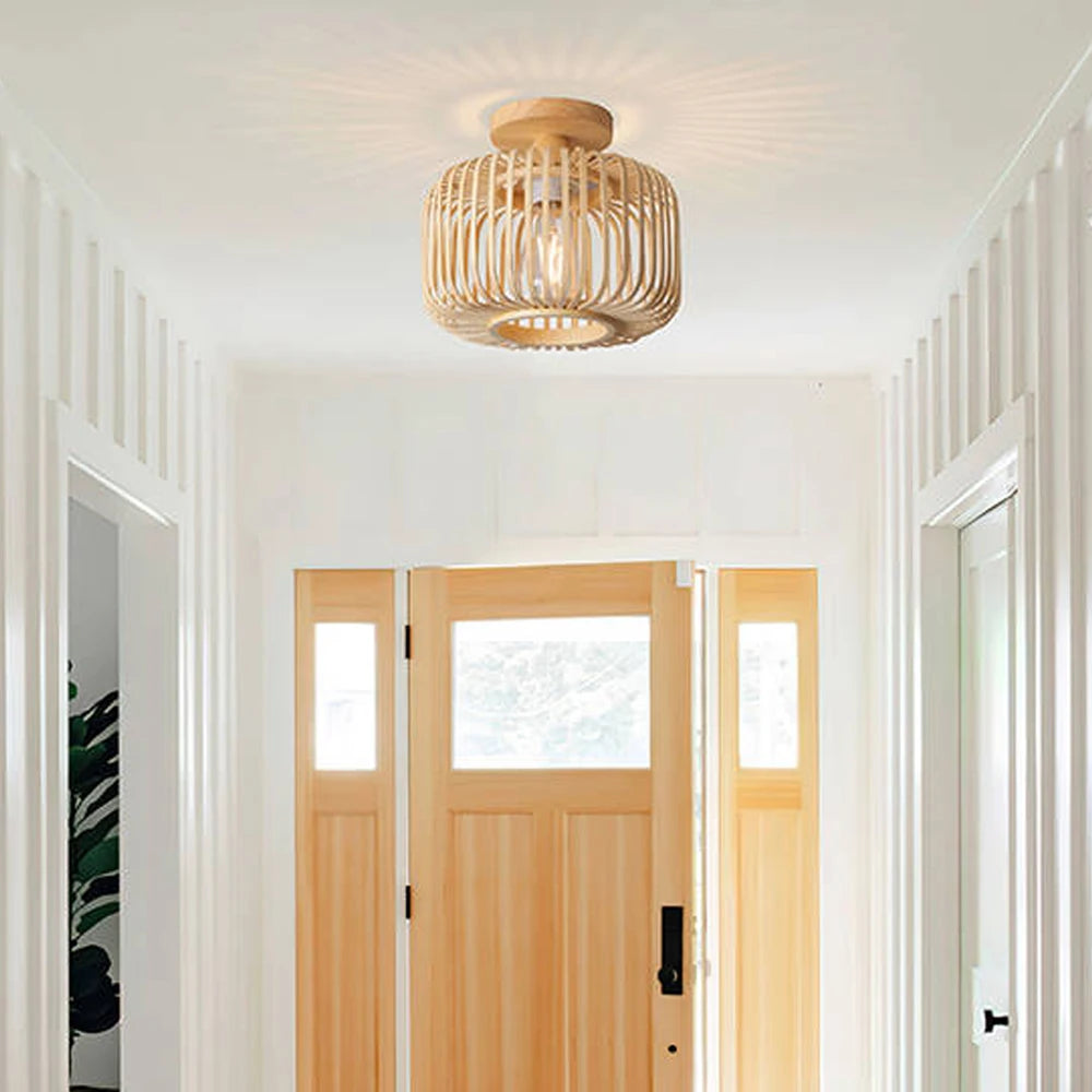 plafonnier en bambou tricoté à la main pour décoration créative - vue 3 sur 8