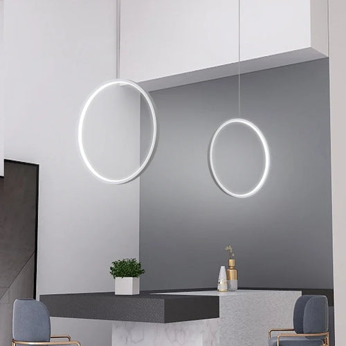 Minimalist circular pendant chandelier for modern interiors - vue 5 sur 18