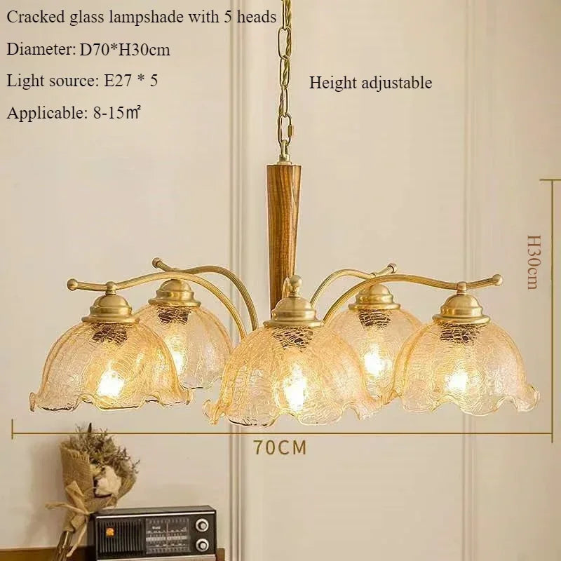 lustre suspendu nordique rétro abat-jour en tissu plissé lampe décorative - vue 10 sur 11