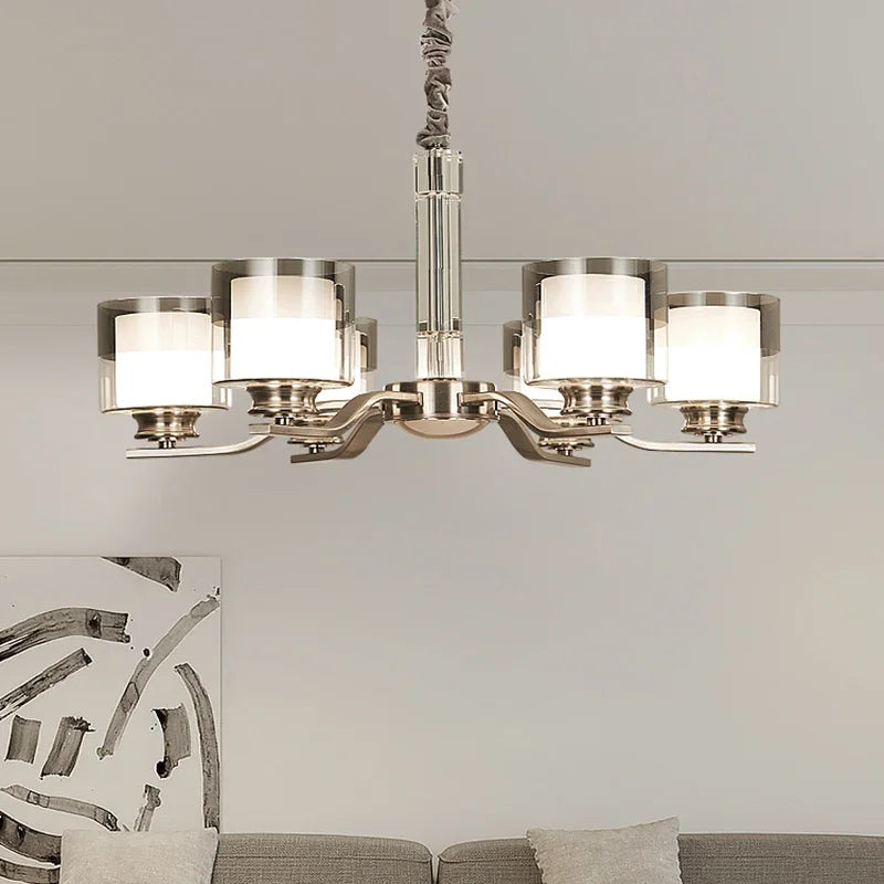 plafonnier led suspendu métal nickel design moderne luminaire décoratif intérieur - vue 4 sur 13
