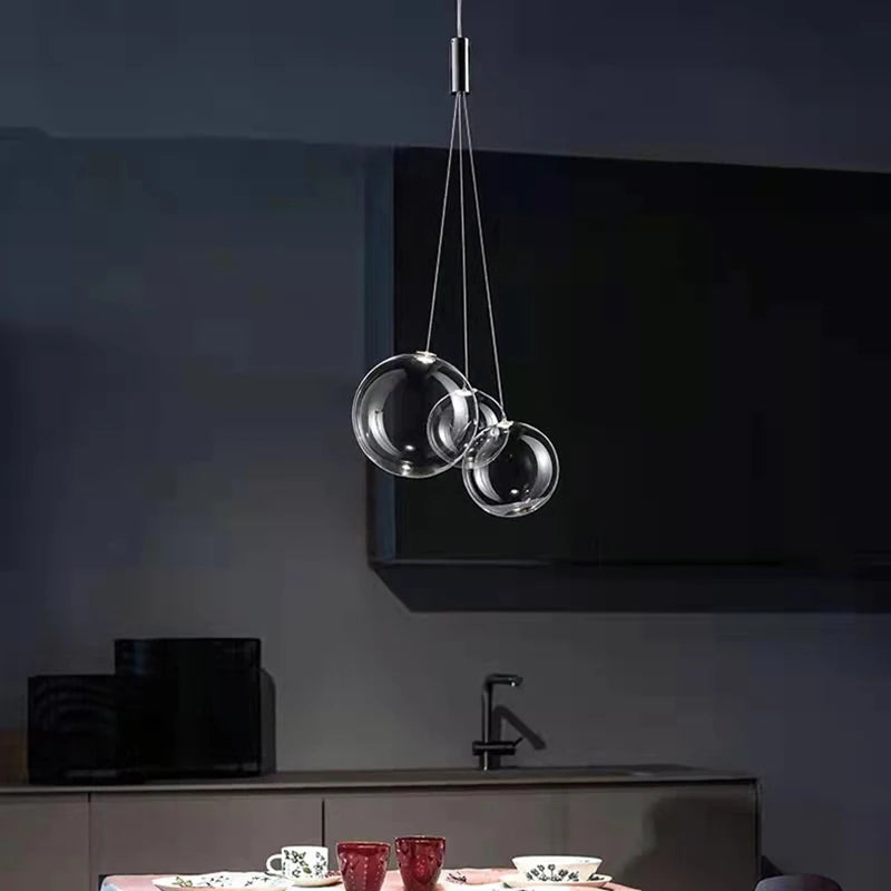 suspension bubble ball led en verre avec fil réglable - vue 6 sur 10