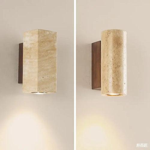 applique murale led wabi-sabi en pierre naturelle