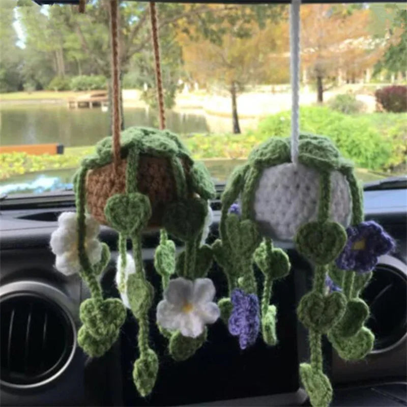 crochet suspendu créatif pour décoration de voiture plante en pot - vue 12 sur 34