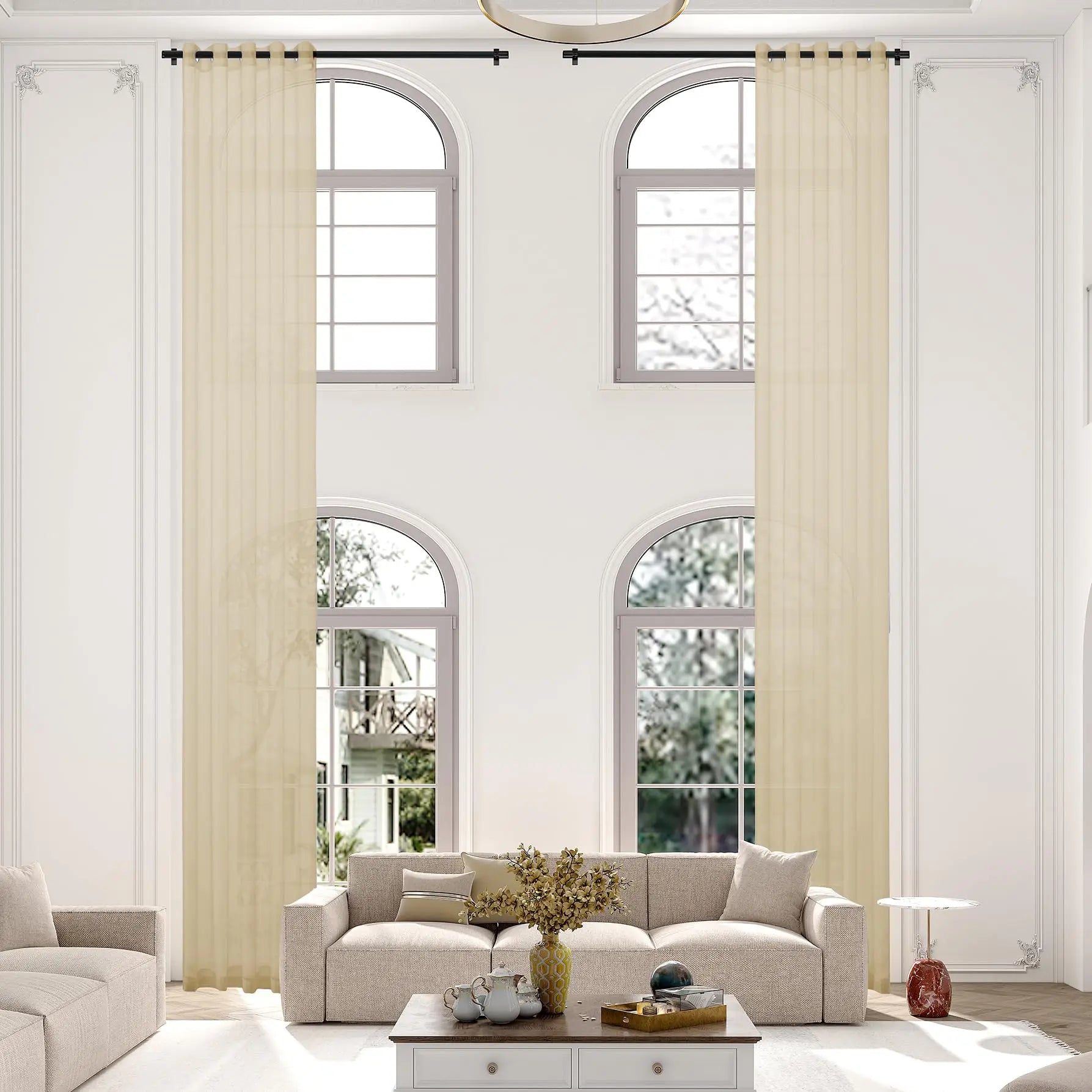 Voilage tulle extra long sur mesure hauts plafonds - vue 3 sur 10