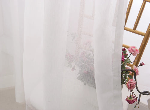 Rideau tulle transparent motifs floraux géométriques style luxe - vue 7 sur 8