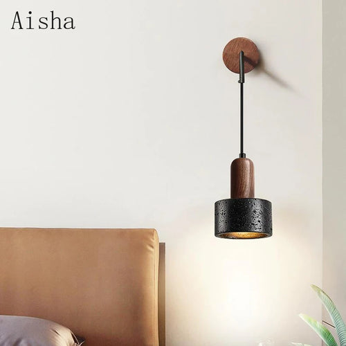 Decorative Japanese black stone wall light wabi sabi minimalist nordic - vue 3 sur 7