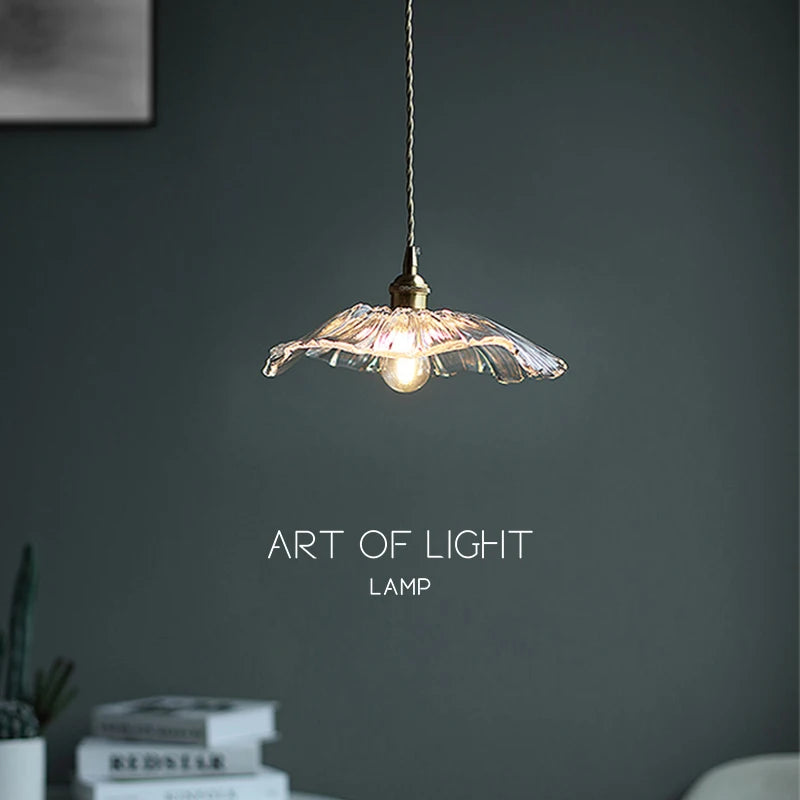 suspension led nordique en verre laiton forme de fleur - vue 5 sur 13