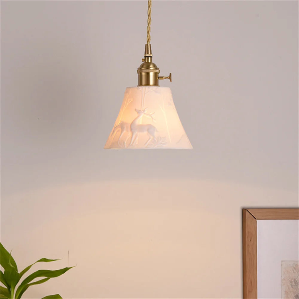 suspension LED en céramique design moderne décorative idéale loft bar maison - vue 5 sur 10