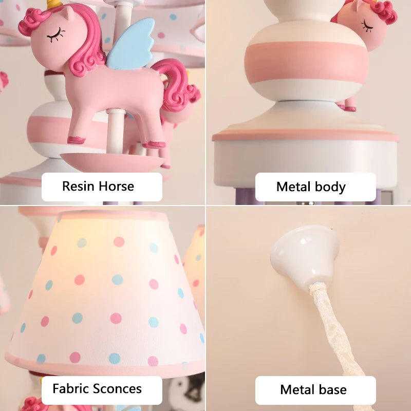lustre romantique en tissu et résine pour enfant - vue 5 sur 6