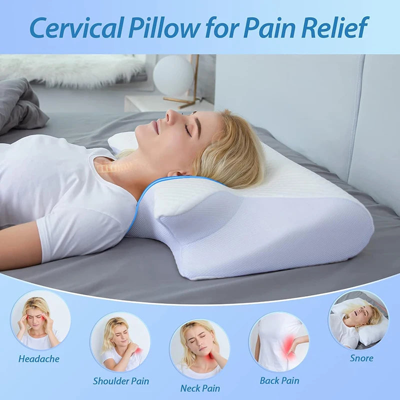 1pc Memory Foam Cervical Pillow, 2 in 1 Ergonomic Contour Orthopedic Pillow for Neck Pain, Contoured Support Pillows,Neck Pillow - vue 5 sur 9