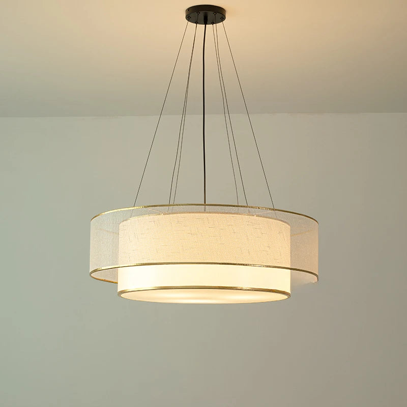 lustre circulaire moderne en tissu pour intérieur élégant - vue 3 sur 8