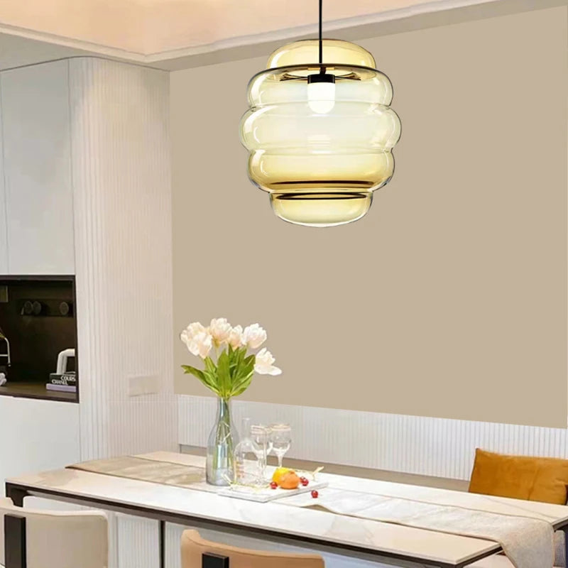 suspension en verre transparent pour restaurant avec fil réglable - vue 5 sur 12