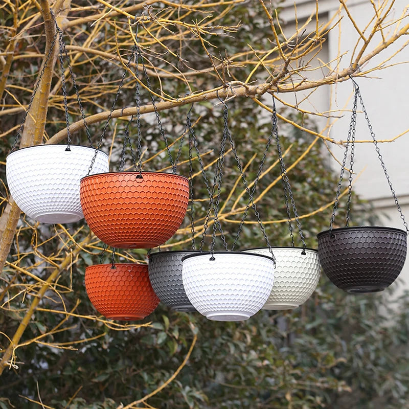 panier suspendu en plastique imitation rotin nid d'abeille - vue 4 sur 10