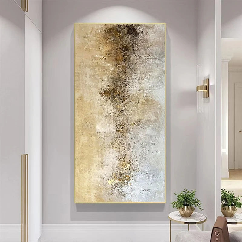 Customizable, Pure Hand-painted Abstract Decorative Painting, Living Room Background Wall Large Gold Leaf, Art Canvas Painting