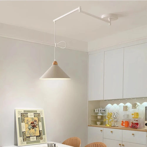 Lustres à bascule de Table à manger modernes LED peuvent être déplacés lampes à long poteau nordique Simple télescopique pliant lustre à bras Long - vue 5 sur 22