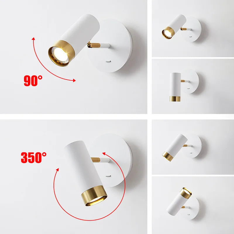 applique murale led rotative moderne éclairage intérieur réglable - vue 5 sur 8