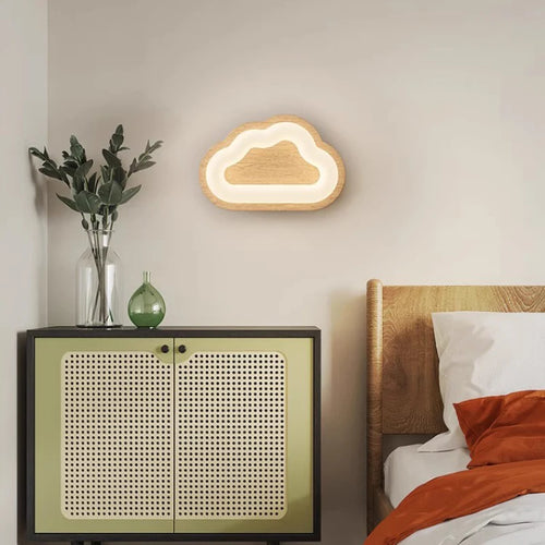 applique murale en bois massif nuage pour chambre d enfant - vue 5 sur 9
