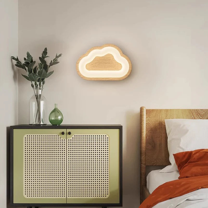 applique murale en bois massif nuage pour chambre d enfant - vue 4 sur 9