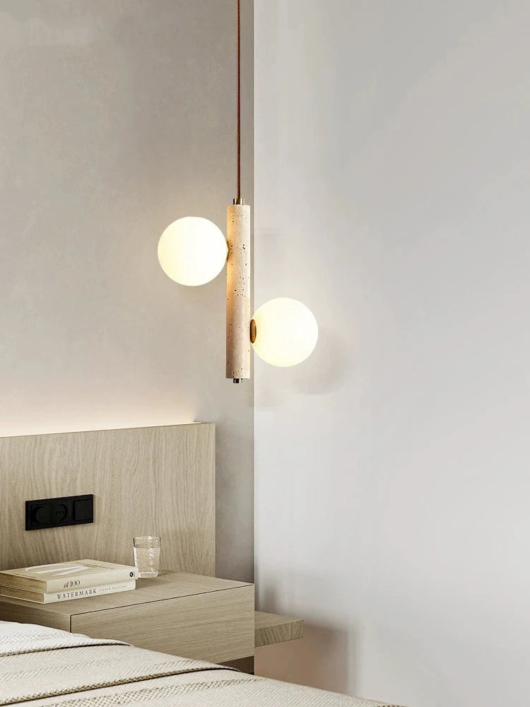 Style crème suspension LED lampe chambre chevet lustre bulle boule magique haricot perle rétro Restaurant longs luminaires - vue 6 sur 7
