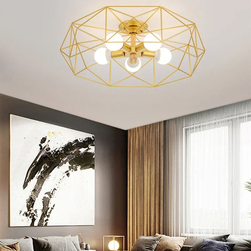 Hot Sale Multiple Heads Geometric Led Ceiling Lamp For Kitchen Item Living Room Bedroom Balcony Decorative Lighting Furniture - vue 2 sur 15