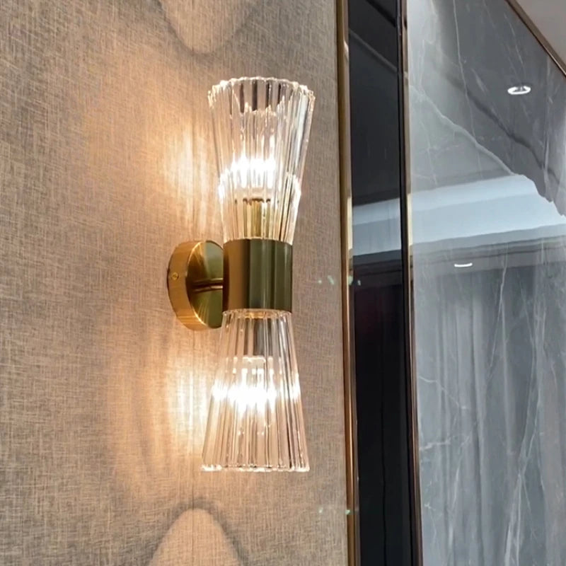 applique murale moderne en acier inoxydable avec verre transparent - vue 2 sur 9