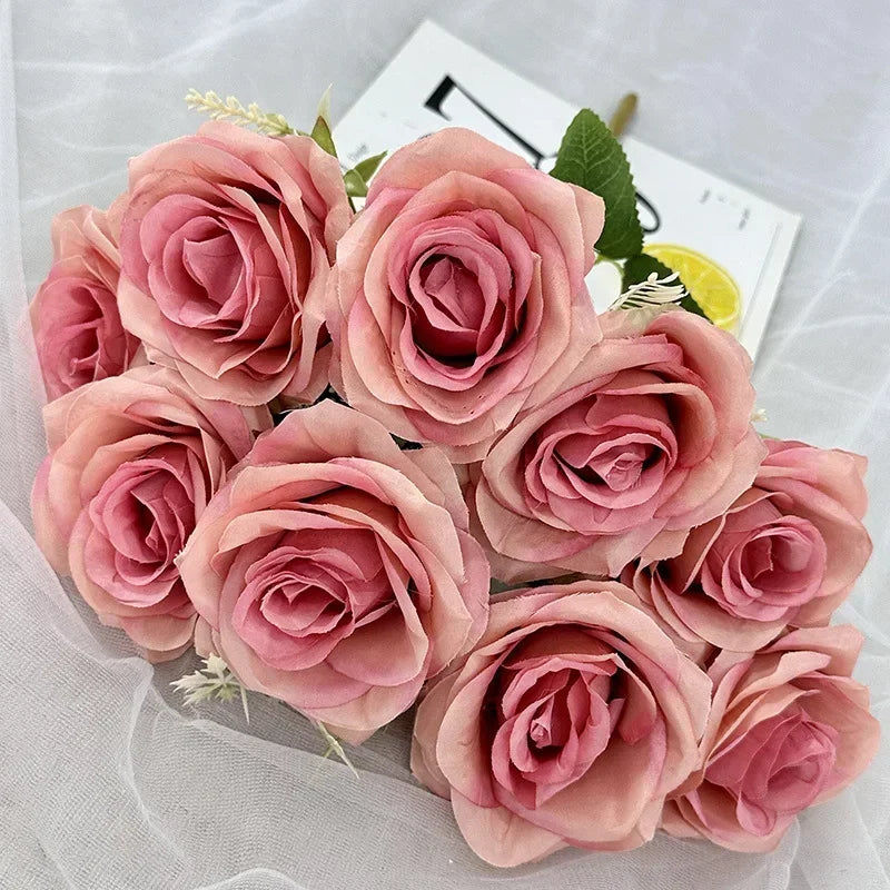 bouquet de roses artificielles en soie pour décoration de mariage - vue 11 sur 15