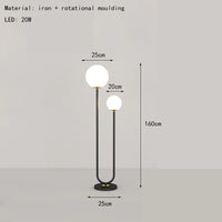lampadaire simple en métal avec 3 gradations et verre