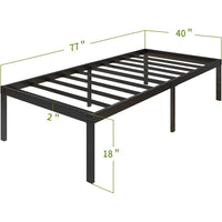 3500lbs Heavy Duty,18 Inch Metal Platform Bed Frame Steel Slat Mattress Foundation/Reinforced Platform/Noise Free/Easy Assembly