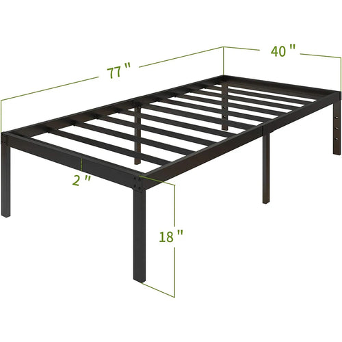 3500lbs Heavy Duty,18 Inch Metal Platform Bed Frame Steel Slat Mattress Foundation/Reinforced Platform/Noise Free/Easy Assembly
