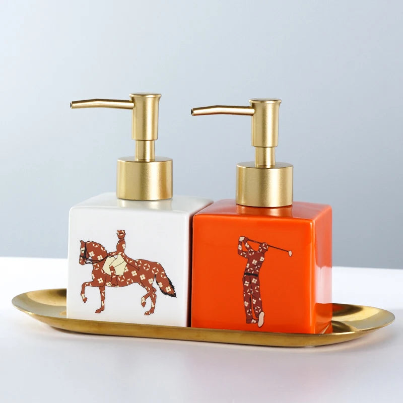 WHYOU Cermic Separate Shampoo Shower Gel Bottle, Liquid Soap Dispensers, Emulsion, Latex Hand Wish Bottles, Bathroom Accessories - vue 16 sur 18