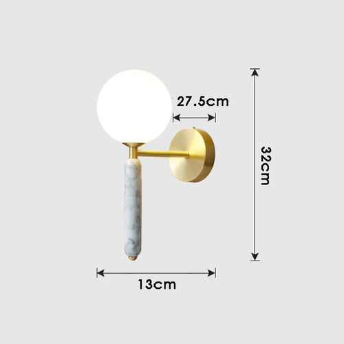Applique murale en marbre avec boule de verre lumière décorative