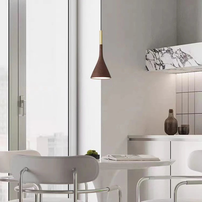 suspension moderne en métal effet bois design réglable - vue 4 sur 8
