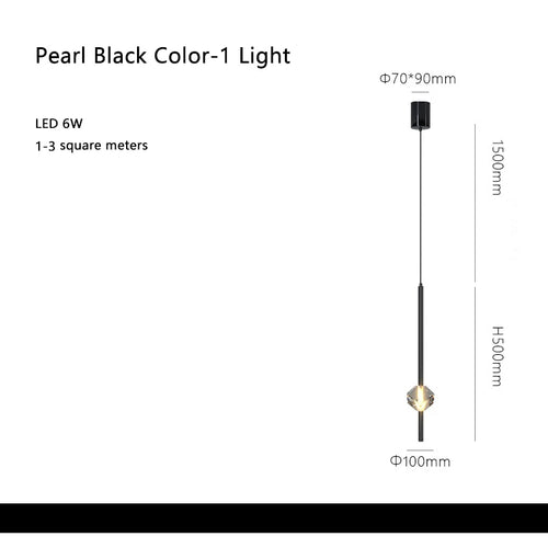 Minimalist pendant light with cube crystal decor - vue 12 sur 12
