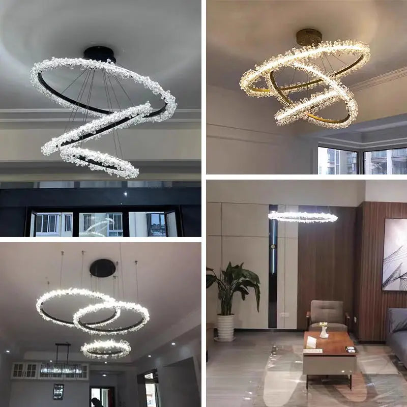 lustre moderne en cristal de luxe suspension décorative - vue 4 sur 16