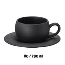 Mug céramique style pierre volcanique avec soucoupe minimaliste
