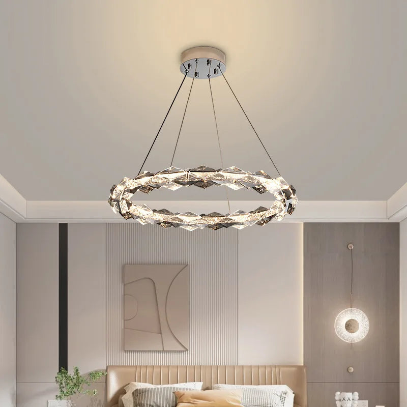 lustre led moderne en cristal de luxe décoratif - vue 7 sur 12