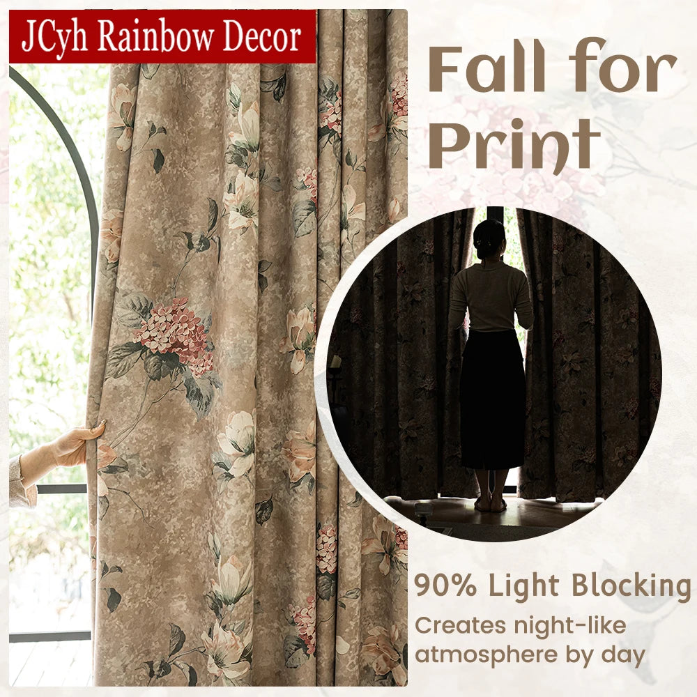 Rideau occultant floral style chinois traditionnel salon chambre - vue 2 sur 8