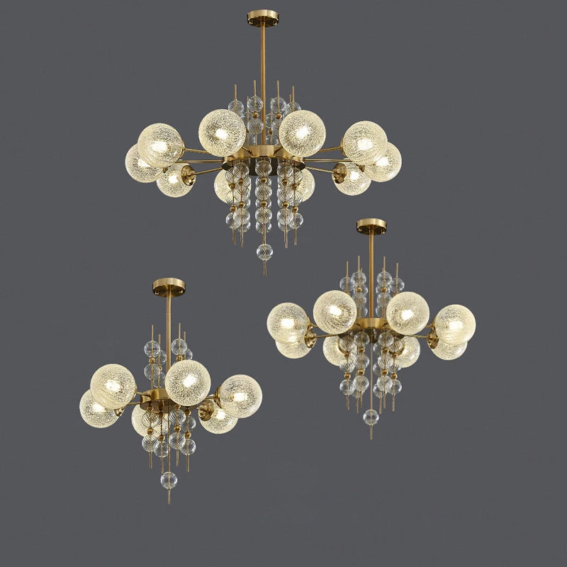 lustre à bulles classique en chrome doré tendance 2024 avec éclairage led - vue 6 sur 9