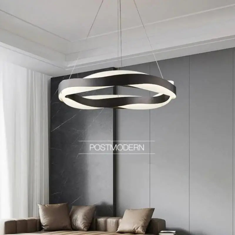 lustre moderne en acier led avec suspension en acrylique - vue 5 sur 18
