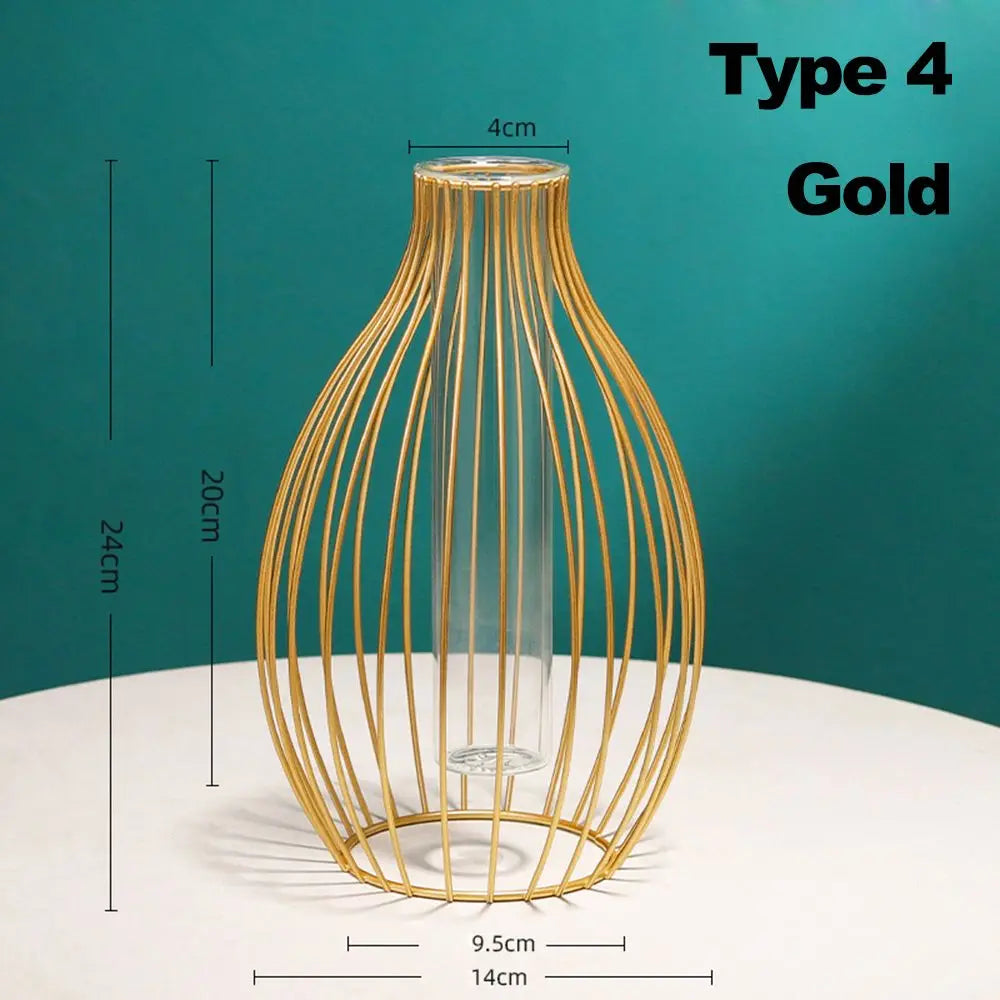 vase en fer rétro avec verre décoration nordique moderne - vue 8 sur 16