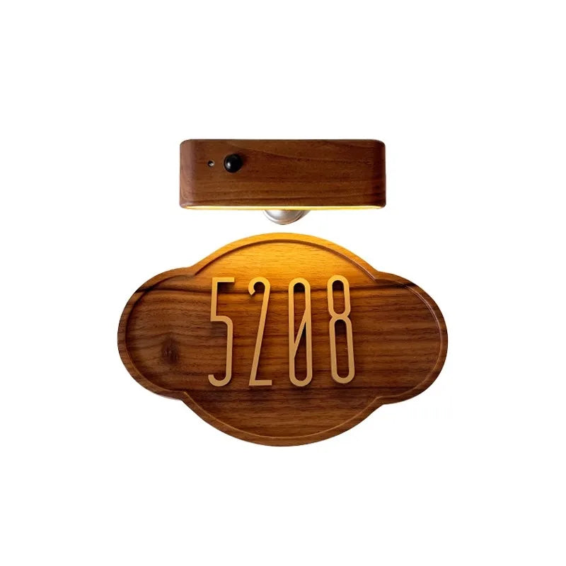 DIY Customizable English alphabet Walnut Wood Retro, Decorative Plaque Charge Inductive Lighting for Entrance Door, commercial - vue 6 sur 6