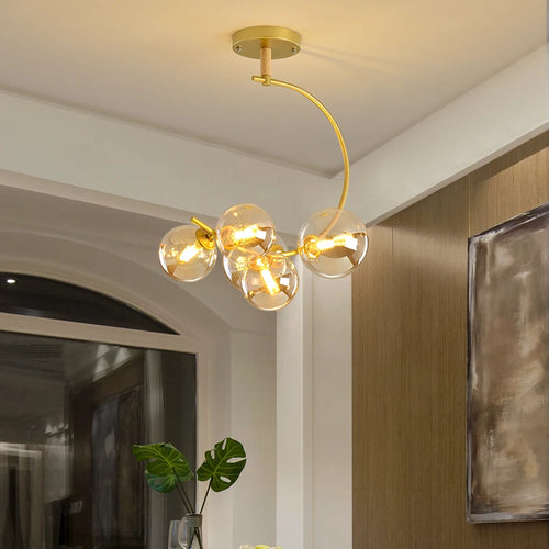 Nordic glass ceiling light with multicolour shade for indoor decor - vue 3 sur 9