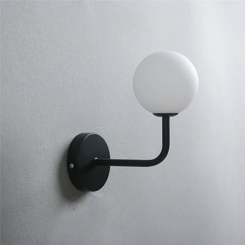 applique murale rétro nordique boule verre courbée métal - vue 5 sur 13