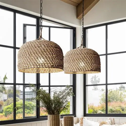Suspension semi-circulaire en corde de chanvre orientale - vue 4 sur 10