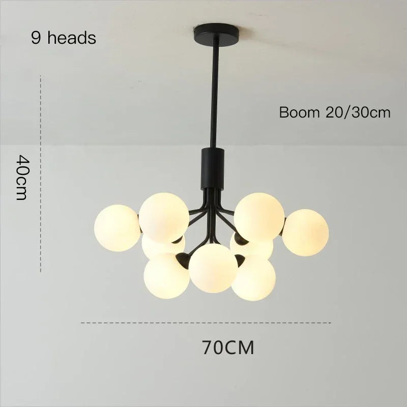 lustre moderne en verre à bulles et fleurs décoratif - vue 11 sur 12