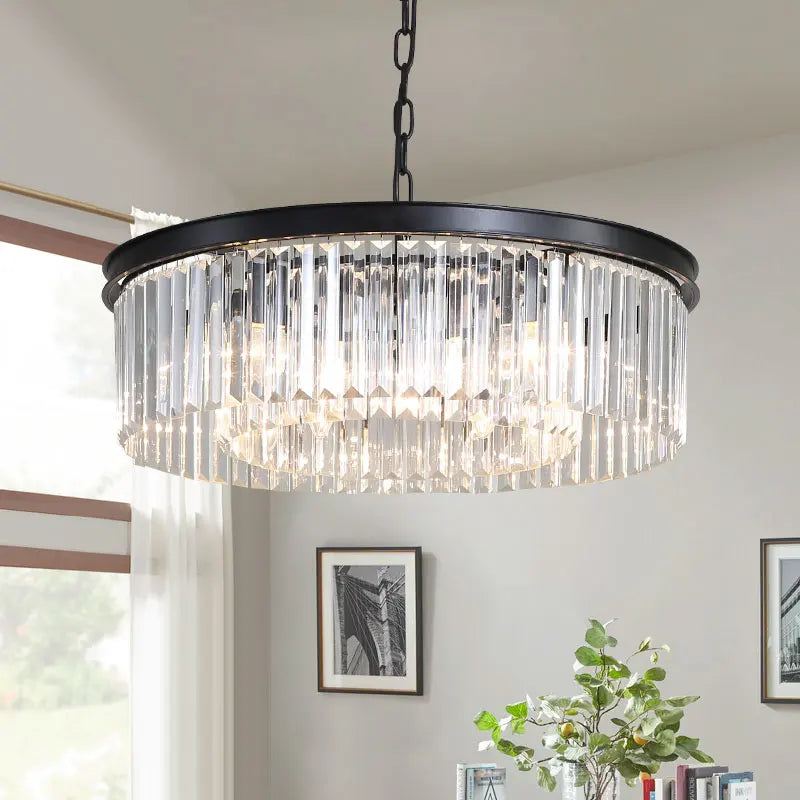 suspension rétro en métal doré design avec cristal à LED - vue 3 sur 26